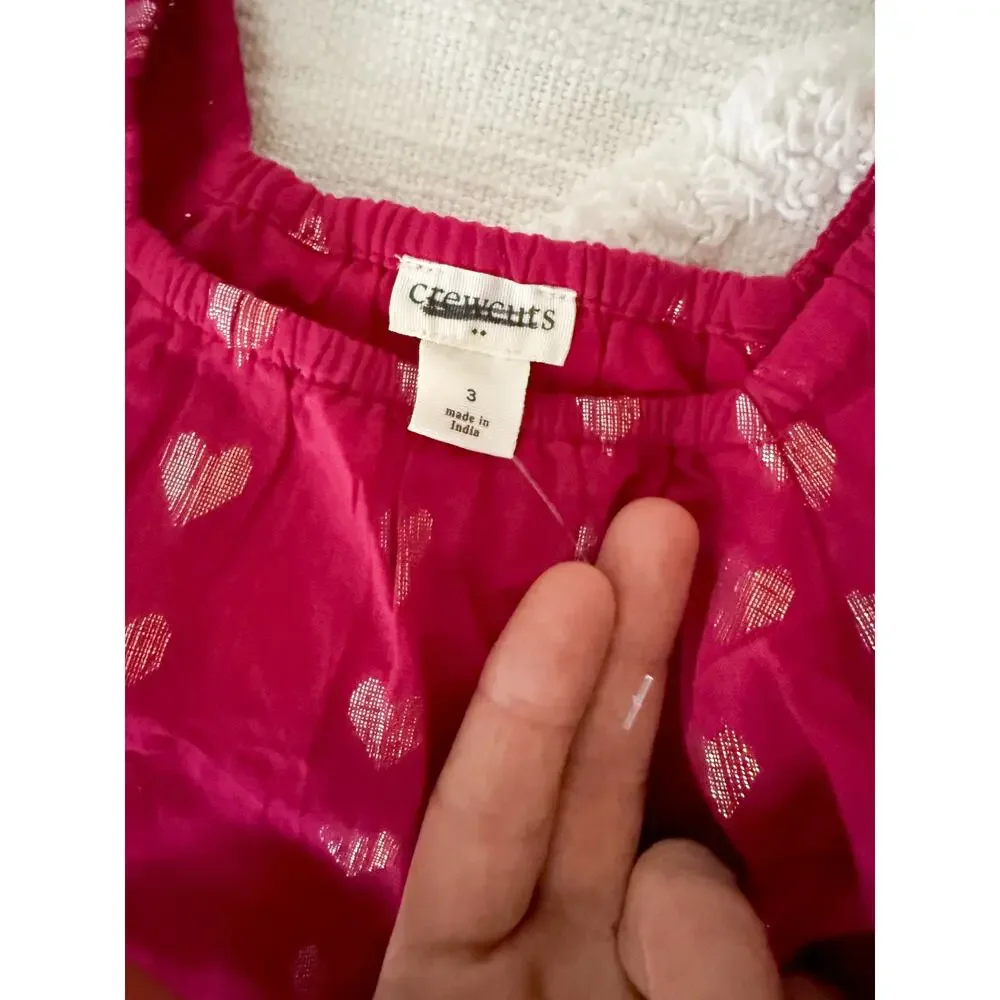 Crewcuts Factory | NWOT Girls' shimmer tiered hearts dress Brilliant Berry Sz 3